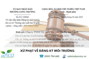 Xử phạt hành chính về đăng ký môi trường